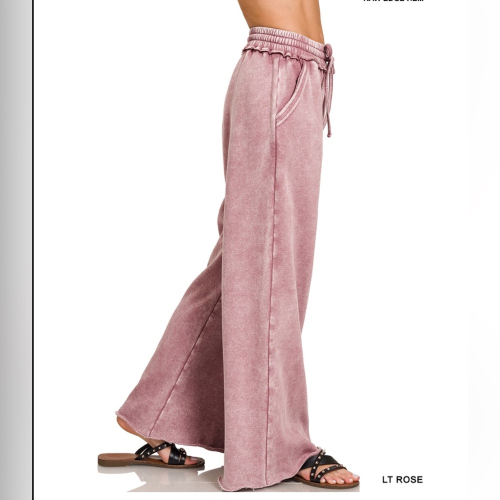 Zenana Outfitters Wide Leg Pull-On Pants in Light Rose - Picture 2 of 3